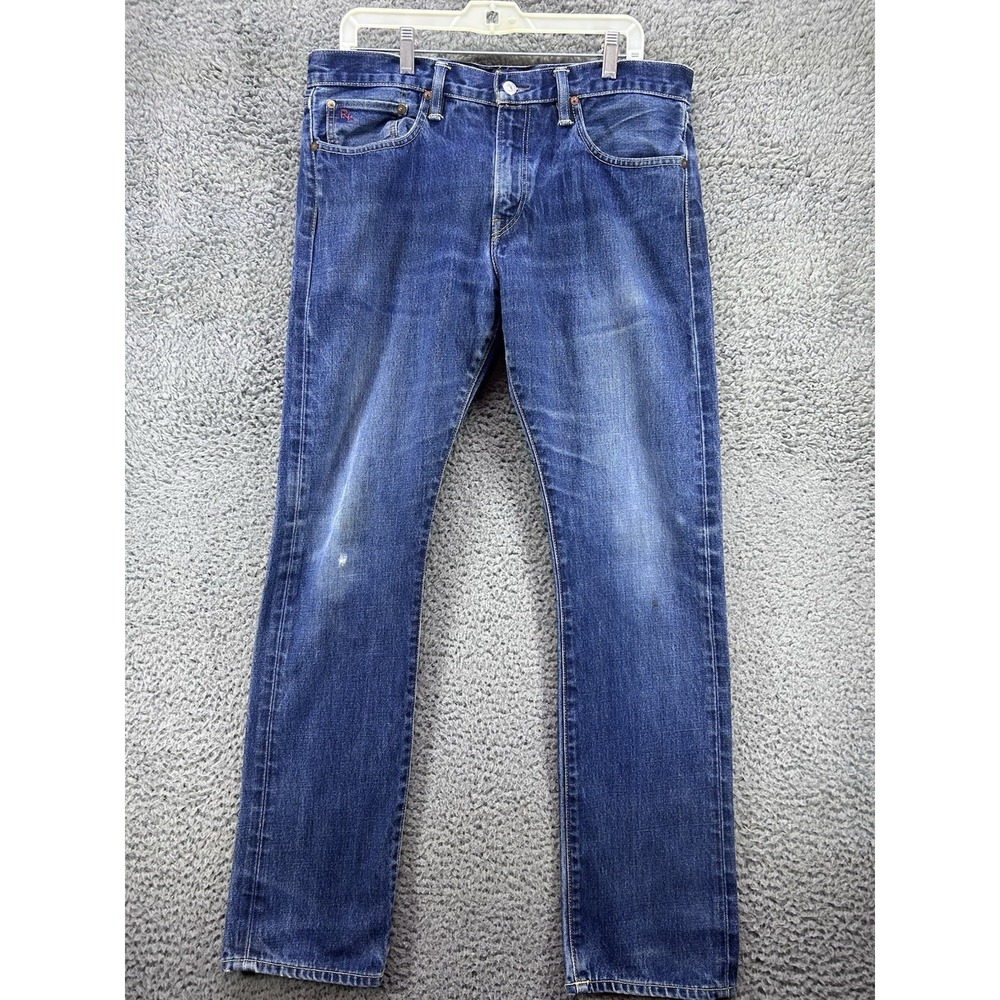 Polo Ralph Lauren Jeans Mens 34x32 Blue 381 Slim Fit Medium Wash Denim Zip Fly